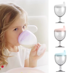 Gobelet à vin pour bébé de 150 ml avec couvercle en silicone, tasse à boisson anti-déversement pour apprenants avec couvercle à sortie d'air, gobelets en plastique - Product Image 1
