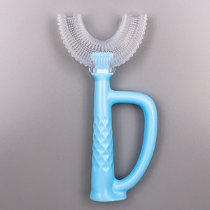 แปรงสีฟันรูปตัวยูพร้อมด้ามจับขนแปรงซิลิโคนสำหรับเด็กใช้ในบ้าน - Product Image 1