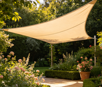 Voile d'ombrage beige pour piscine, patio et terrasse, auvent pare-soleil pour pelouse de jardin avec sièges de salon extérieurs