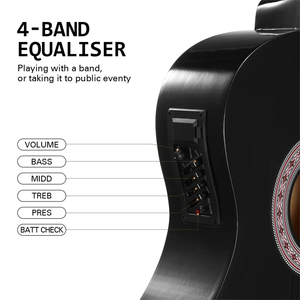 HUASHENG 38インチ 高光沢 アコースティック エレクトリックギター OEM ODM製造工場 カッタウェイ エレアコ バッグ・アクセサリー付き - Product Image 3