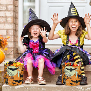 Panier de rangement en coton fait main écologique avec poignée, design chauve-souris du <span class=keywords><strong>diable</strong></span> d'Halloween, pour la décoration de la maison, utilisation polyvalente - Product Image 1