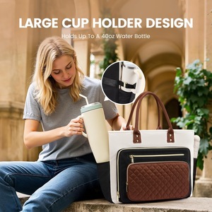Nuevo en Stock: Bolso de Mano de Poliéster para <span class=keywords><strong>Mujer</strong></span> con Cierre, Portavasos Grande, Bolso para Enfermeras, Maletín para Portátil, Gran Capacidad - Product Image 3