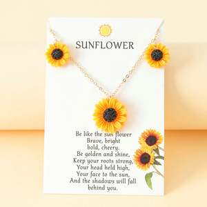 Nouveau collier tournesol avec carte pour couple, soeur et <span class=keywords><strong>amitié</strong></span> collier mignon collier <span class=keywords><strong>fleur</strong></span> - Product Image 3