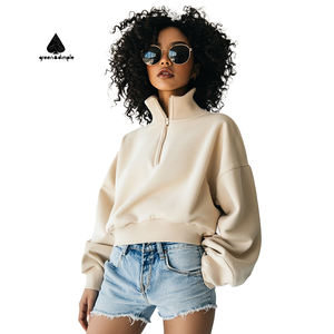 <span class=keywords><strong>Felpa</strong></span> da donna <span class=keywords><strong>Oversize</strong></span> felpe da allenamento felpe con cappuccio Top corto di cotone dei pesi massimi <span class=keywords><strong>felpa</strong></span> mezza Zip <span class=keywords><strong>felpa</strong></span> da donna - Product Image 2