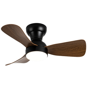 Ventilateur de plafond LED de conception professionnelle avec bois massif 5 pales moteur à courant alternatif à courant continu télécommande corps en verre extérieur pour une utilisation décorative - Product Image 1