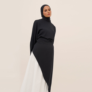 Ensemble Vêtements Islamiques Tendance Femme Musulmane Turque, <span class=keywords><strong>Blouse</strong></span> Décontractée en Lin et Coton Mélangé, Jupe Abaya Modeste Asymétrique, Ensemble 2 Pièces - Product Image 4