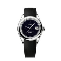 Montre de luxe personnalisable automatique en acier inoxydable argenté pour homme, montre-bracelet automatique de luxe pour homme en or