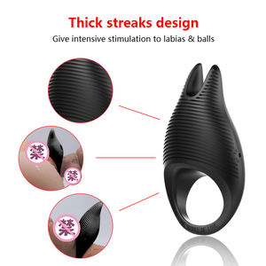 Dropshippingデュアルヘッドシリコーン男性の遅延射精ペニスリング電気振動コックリング刺激装置乳首クリット用 - Product Image 6