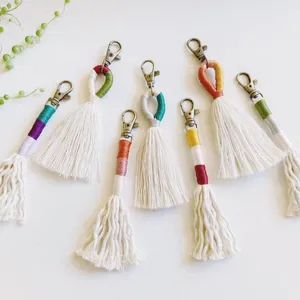 Porte-clés pompon en macramé, nouvelle collection,