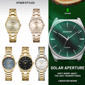 Montre-bracelet pour femme personnalisée OEM, mouvement Citizen, bracelet en acier inoxydable, blanc, bleu, vert, chargeur Eco-Light, fabriqué en Chine - Product Image 2