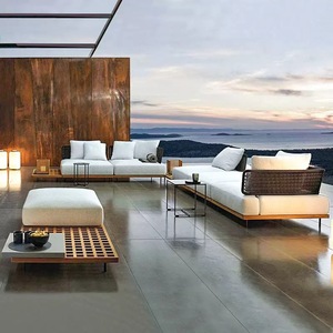 ชุดโซฟากลางแจ้งกันน้ำคุณภาพสูงสำหรับสวนเฟอร์นิเจอร์ไม้สักชุดโต๊ะกาแฟ - Product Image 6