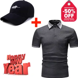 2021 hot sale Promotion Mens Short Sleeve Plain Tipping Polo Shirt T Shirt Top Cap T-shirt Sports Set