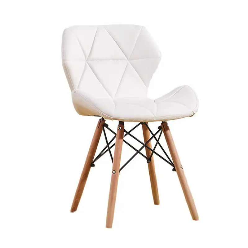 low price high quality white leather wood legs dining chair