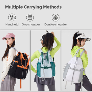 Customize <b>Drawstring</b> Gym <b>Backpack</b> Portable Tote Bags Fitness Tennis Racket Compartment for Sports Beach Swim Travel Daily Use - Product Image 4