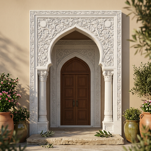 Arche en marbre blanc naturel, moderne, islamique, sculptée à la main - Product Image 4