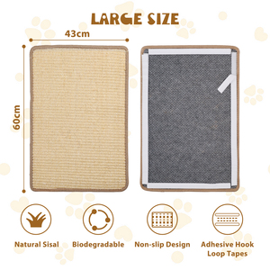 Nobleza 2 pezzi gatto graffiante tappeto naturale Sisal con corda lettiera protettiva per cani e gatti - Product Image 2
