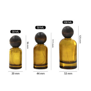 Commercio all'ingrosso vuoto 30ml 50ml 100ml vuoto ambra bicchiere rotondo flacone Spray per profumo con tappo a sfera in legno - Product Image 6