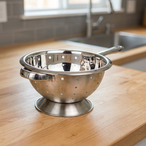 Stainless Steel Deep Colander Long Handle Multipurpose Fruit Vegetable Durable Kitchen <b>Strainer</b> Washing Draining Cooking - Product Image 3