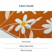 Tissu en toile de coton 8 oz imprimé numériquement sur mesure, motif floral marguerite orange brûlé, 1 m minimum pour sacs, coussins, textiles de maison et artisanat
