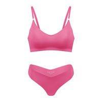 Set Pakaian Dalam Wanita Seksi Eropa & AS, Bahan Lace Solid yang Bernapas, dengan Bra 3/4 Cup dan Celana Dalam Thong