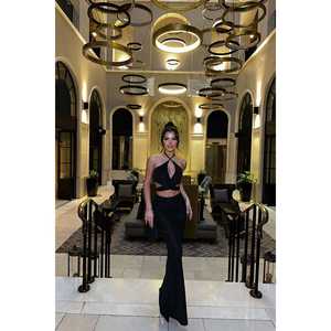 Ensemble jupe deux pièces Polina – Haut court rayé et uni de style club luxueux, taille 2XL, collection automne, coupe ajustée en maille - Product Image 5