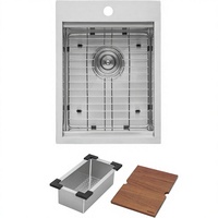 Évier rectangulaire 15 x 20 pouces pour poste de travail, à encastrer ou à poser, pour bar, préparation alimentaire, camping-car, caravane, en acier inoxydable de calibre 16