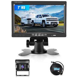 Moniteur LCD 7 pouces HD avec caméra <span class=keywords><strong>de</strong></span> <span class=keywords><strong>recul</strong></span> étanche, vision nocturne IR, câble <span class=keywords><strong>de</strong></span> 15 m, 1080P pour camions, remorques, <span class=keywords><strong>camping</strong></span>-cars - Product Image 1