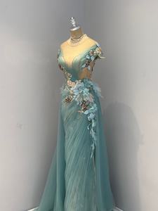 Vestido de noche con diseño de sirena y flores, venta al por mayor, hecho a mano - Product Image 3