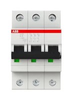 Dispositif de protection de circuit ABB S203 C6 à trois bornes, type C, 6A, tolérance à court-circuit 6kA, 400VAC, avec lampe d'unité et protection de machine