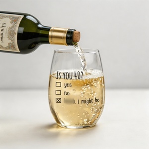 Verre à vin sans pied amusant de 440 ml, imprimé sur mesure, cadeau d'<span class=keywords><strong>anniversaire</strong></span> 40e, 50e, 60e, tasse à boire originale personnalisée pour hommes et femmes - Product Image 5