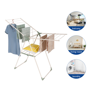 Nhà Máy Giá ngoài trời ban công gấp vải khô hơn airer xách tay khăn kệ thuận tiện tầng đứng 2 Tier quần áo khô giá - Product Image 4