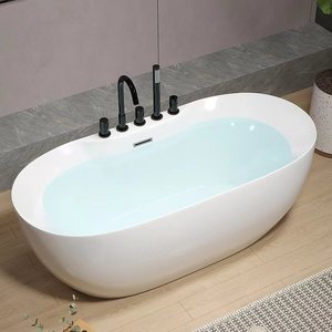 Oval <b>Acrylic</b> Bathtub 160Cm Modern Design For Home Hotel Use With Faucet Set Durable Adult Size - Product Image 1