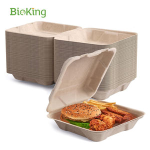 Backing PFAS مجاني وصديقةالصدف الصديقةيمكن التخلص منها 9*6 بوصة تأخذ بعيدا Bagasse Clamshell حاوية طعام DDP الولايات المتحدة الأمريكية/أمريكا - Product Image 2