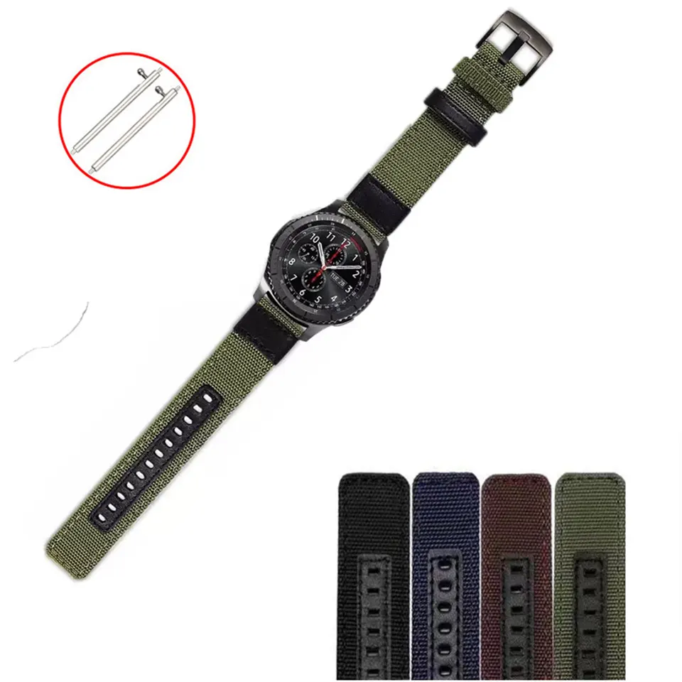 Universal Nylon Wrist Watch Band 22mm For Huawei GT Breathable Nylon Hook Loop Watch Band Strap For Samsung Galaxy Watch