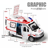 Coche de Juguete de Metal Fundido a Presión con Sonido de Ambulancia, Luces y Puertas que se Abren, Batería de Litio 110V, Regalo Unisex para Niños