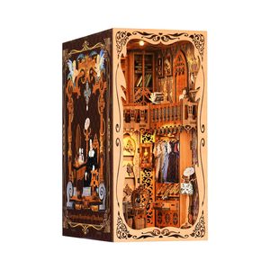 Blocs de construction 3D à assembler soi-même en bois, thème Cottage, pour enfants, avec armoire de princesse et support de livres, jouet puzzle fait main - Product Image 1