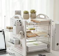 Étagère de rangement de bureau autoportante à 3 niveaux en panneau perforé de qualité supérieure pour fournitures de bureau, produits de soin et petits articles ménagers