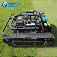 Tondeuse à chenilles télécommandée sans fil 800 mm à moteur essence 4 temps pour la fausse-plage, machine de débroussaillage pour pentes de 55 degrés