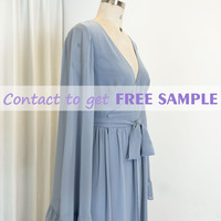 TEENYEE élégante demoiselle d'honneur manches longues demoiselle d'honneur robe en mousseline de soie chic robe de soirée demoiselle d'honneur pour le mariage
