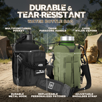 Ensemble de bouteilles d'eau tactiques de 64 oz, bouteille d'eau isolée en acier inoxydable d'un demi-gallon avec housse de transport tactique MOLLE