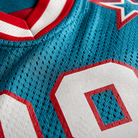Maillot de football américain et de lacrosse personnalisé vintage vierge imprimé unisexe en maille de toile 100 % polyester de haute qualité, T-shirt court