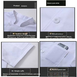 Veste <span class=keywords><strong>de</strong></span> <span class=keywords><strong>chef</strong></span> unisexe à manches courtes noire avec un design à double boutonnage, uniforme <span class=keywords><strong>de</strong></span> travail respirant pour la cuisine et les restaurants - Product Image 3