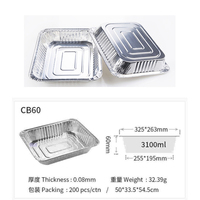 CB60 3100ml Lebensmittelverpackungsbehälter Takeaway-Blechdose Lebensmittel-Folienbehälter Silberne Aluminiumfolie Halbe Größe Dampfbehälter Tief