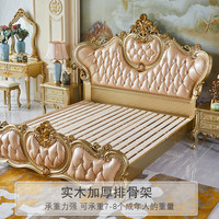 Neues Doppelbett im europäischen Stil aus Massivholz, echtes Leder, abnehmbarer Stauraum, anpassbare weiche Rückenlehne, luxuriös, französisch