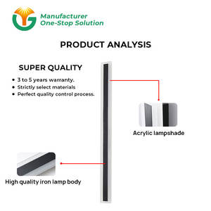 Applique linéaire de jardin étanche IP65 moderne d'extérieur blanc chaud 3000K acrylique diffuseur fer 12W LED appliques murales - Product Image 2