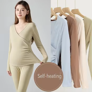 Dos piezas conveniente <span class=keywords><strong>lactancia</strong></span> Calzoncillos largos maternidad cálido de <span class=keywords><strong>manga</strong></span> <span class=keywords><strong>larga</strong></span> posparto maternidad mujeres ropa de enfermería Pijamas - Product Image 6