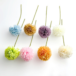 Artificial <b>Single</b> Stem Ball Chrysanthemum 30cm Silk <b>Flower</b> Wedding Home Decor Prop - Product Image 1