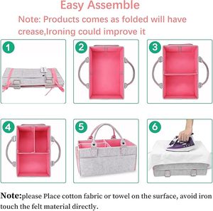 Pépinière bac de rangement panier Portable support <span class=keywords><strong>Table</strong></span> <span class=keywords><strong>à</strong></span> <span class=keywords><strong>langer</strong></span> voiture bébé douche cadeaux Caddy organisateur poignée Portable sac fourre-tout - Product Image 6