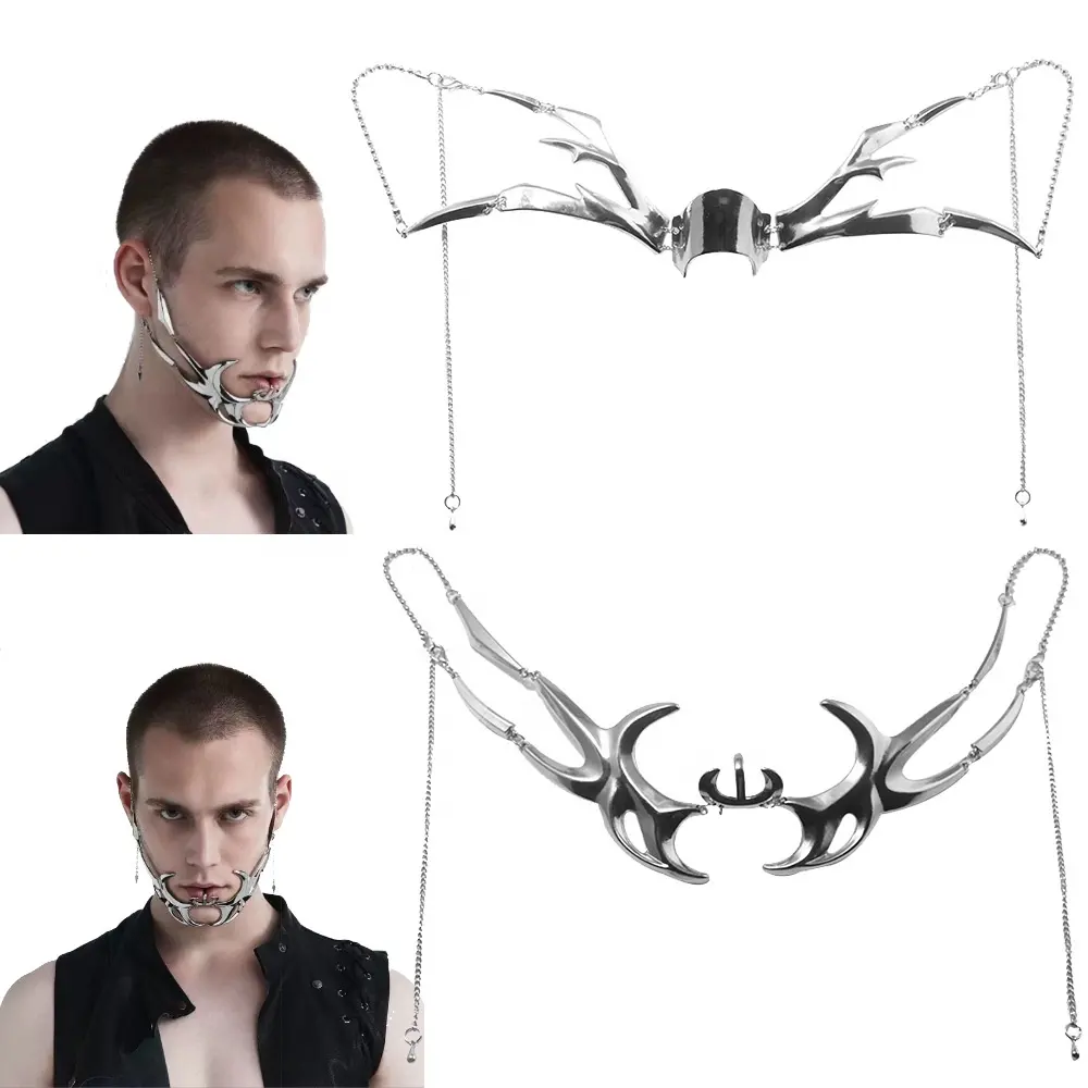 CyberPunk Irregular Mask Gothic Punk Mechanical Alien Fluid Face Accessories for Women Men Party Jewelry Gift