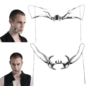 CyberPunk máscara Irregular gótico Punk mecánico Alien fluido cara accesorios para Mujeres Hombres fiesta joyería regalo